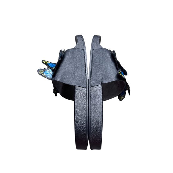 Butterfly Applique Slide Sandals Womens Size 9 Black & Blue - Picture 7 of 8